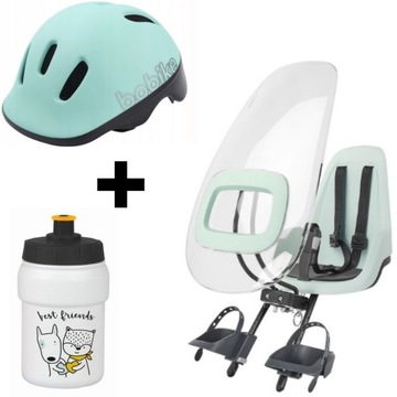Fotelik rowerowy Bobike GO MINI mint osłona + kask