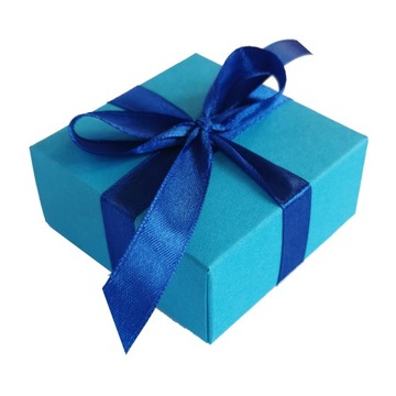 Pudełko prezentowe 7x7 cm - BŁĘKITNE ze wstążką