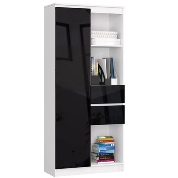 REGAŁ BIUROWY R 80 cm CLP R15 BIAŁY CZARNY POŁYSK