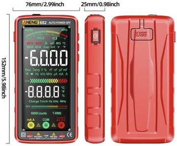 УНИВЕРСАЛЬНЫЙ СЕНСОРНЫЙ ЖК-ЭКРАН ИЗМЕРИТЕЛЬ ANENG 683 СЕНСОРНЫЙ КОРПУС АККУМУЛЯТОР 1200 мАч