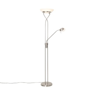 Stalowa lampa podłogowa z diodą LED i ściemniaczem z lampką do czytania -