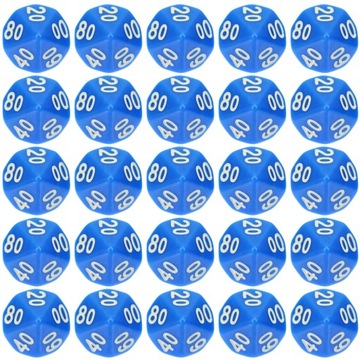 ZESTAW 25 KOSTEK K10 RPG NIEBIESKA KOŚĆ DZIESIĘCIOŚCIENNA 00-90