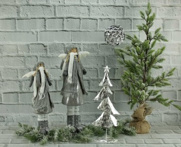 Металлическая елка с золотым блеском, белая H60