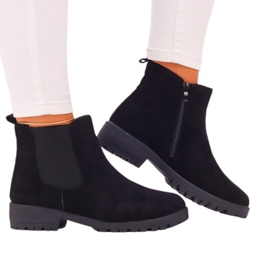 BOTKI DAMSKIE ZIMOWE OCIEPLANE SZTYBLETY ZAMSZOWE