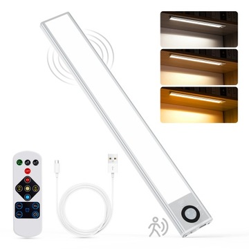 Lampa Listwa Oświetleniowa LED CZUJNIK RUCH MAGNES 40cm Z pilotem Akumulato