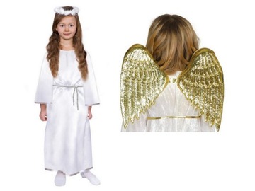 Карнавальный костюм с золотыми крыльями ангела для детей