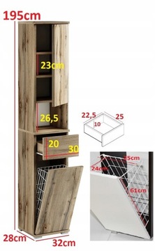 088011 Шкаф 32/195 + Корзина / шкафная система / - белый # цвета