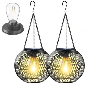2X LAMPION OGRODOWY SOLARNY WISZĄCY DO OGRODU NA ZEWNĄTRZ DEKORACJE