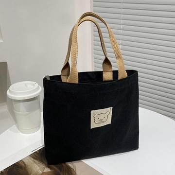 Женская парусиновая сумка Прочная стильная сумка через плечо для поездок в школу, черная