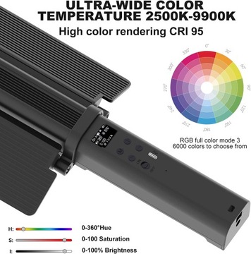RGB VIDEO LIGHT 2700-9900К лампа AUCARY + приложение