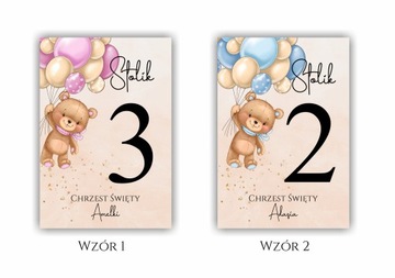 Номера столов СВЯТОЕ КРЕЩЕНИЕ, ЮБИЛЕЙ, ДЕНЬ РОЖДЕНИЯ с мишкой