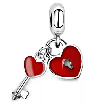MD charms zawieszka czerwony klucz serce | S925