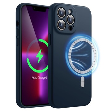 N39. Magnetyczne silikonowe etui JETech do iPhone'a 13 Pro 6,1 NIEBIESKIE
