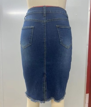 МОДНАЯ ДЖИНСОВАЯ ЮБКА, ЭЛЕГАНТНАЯ СИНЯЯ ЮБКА-КАРАНДАШ МИДИ, размер XL