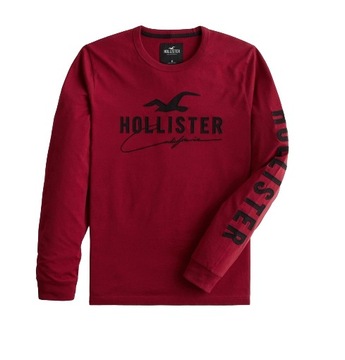 lekka bluza Hollister L longsleeve bluzka bordowa czerwona