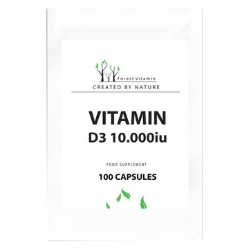 FOREST VITAMIN Vitamin D3 10000IU 100caps WITAMINA SŁOŃCA ENERGIA KOŚCI
