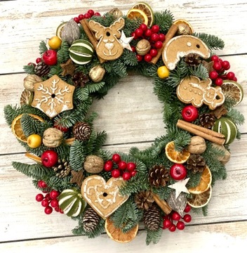 Рождественский венок на дверь, украшение, украшение стола, подарок, пихта нобилис