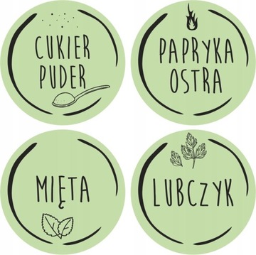 ETYKIETY NA POJEMNIK, SŁOIK NAKLEJKI Z PRZYPRAWAMI