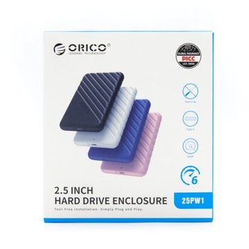 Чехол Orico для твердотельного накопителя 2,5 дюйма, USB-C 3.1 6 Гбит/с, белый, + кабель USB-C