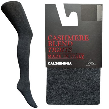 CALZEDONIA Ciemnoszare Melanż Rajstopy KASZMIR WISKOZA 5 XL