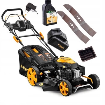 БЕНЗИНОВАЯ КОСИЛКА RIWALL 5390 53 см АККУМУЛЯТОРНЫЙ СТАРТЕР С МОЩНОСТЬЮ ПРИВОДА ТЕРМИНАТОРА