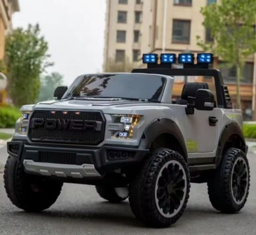 JEEP RAPTOR F150 4x4 АВТОМОБИЛЬ С АККУМУЛЯТОРОМ 12 Ач, КОЛЕСА С УПРАВЛЕНИЕМ КОЖЕЙ EVA, 4 двигателя