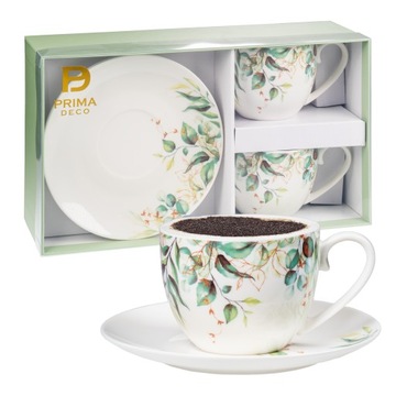 Komplet filiżanek do kawy/herbaty EUKALIPTUS 230 ml Prima Deco 2 SZTUKI