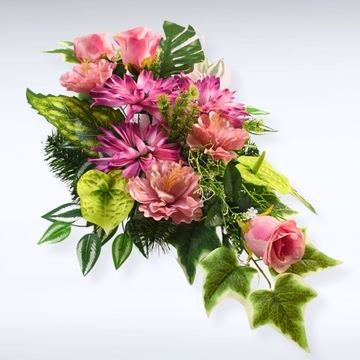 STROIK NA CMENTARZ KOMPOZYCJA KWIATOWA Dekoracja Róże Wiązanka +TOPPER