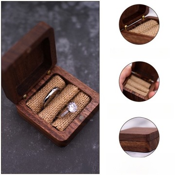 Футляр для обручальных колец, держатель для колец на палец, шкатулка из черного ореха.