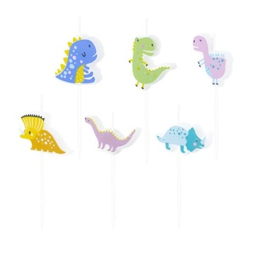ŚWIECZKI URODZINOWE DINOZAURY NA TORT 6 SZT