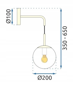 Lampa Kinkiet Ścienny Złoty Szklana Kula Mleczna