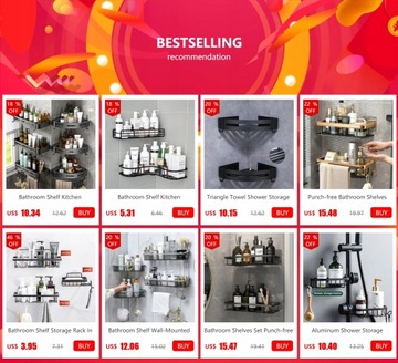 Полка для ванной комнаты без перфорации Полки для душа Шампунь