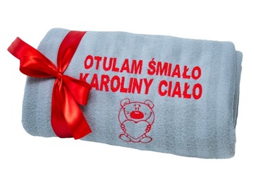 PREZENT NA DZIEŃ BABCI I DZIADKA KOC Z HAFTEM PERSONALIZOWANY IMIĘ