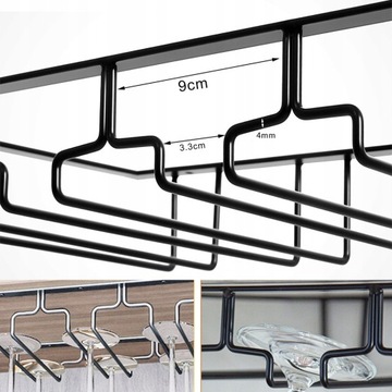 ВЕШАЛКА ДЛЯ СТАКАНА, МАТОВАЯ ЧЕРНАЯ, 4 РЯДА, 40 см