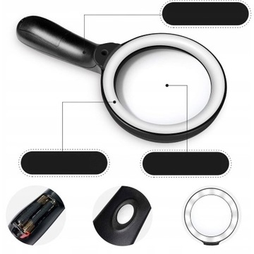 БОЛЬШОЕ СТЕКЛЯННОЕ УВЕЛИЧЕНИЕ 10-кратное УВЕЛИЧЕНИЕ С 18-кратным светодиодным освещением + БЕСПЛАТНАЯ ТКАНЬ