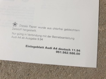 AUDI A4 B5 951 561 8D0 00 NÁVOD OBSLUHY