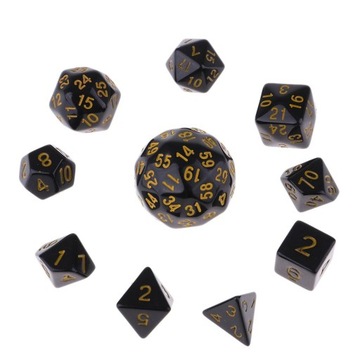 10 штук акриловых многогранных кубиков для игры DND RPG желтого цвета