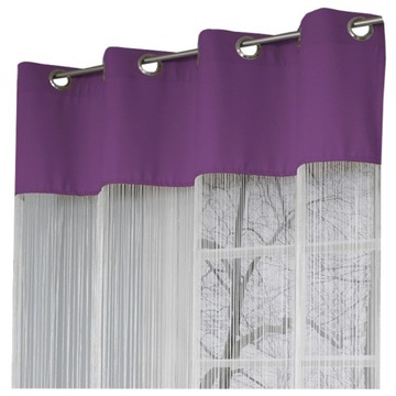 FIRANY MAKARONY na przelotki 150x250 wys makaron BIAŁY tkanina ciemny wrzos