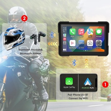 MOTOCYKLOWY REJESTRATOR WIDEO 2X KAMERY FULL HD CARPLAY/ANDROID AUTO