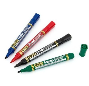 PENTEL Marker Permanentny Czarny Wodoodporny ZESTAW 10 Sztuk N850