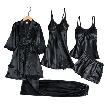 Silk Pajama Set Women 5-piece Pajama Set Silky Sat