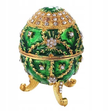 Zielone jajko Faberge Vintage wielkanocne pudełko