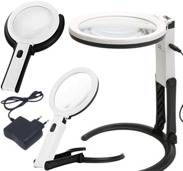 LAMPA KOSMETYCZNA LED Z LUPA SZKŁO POWIĘKSZAJĄCE NA STATYWIE DWIE SOCZEWKI