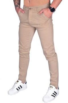 SPODNIE MĘSKIE KLASYCZNE GŁADKIE CHINOSY JAKOŚĆ