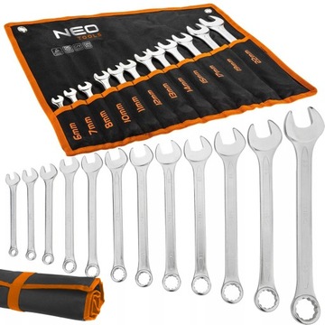 NEO НАБОР КОМБИНИРОВАННЫХ КЛЮЧЕЙ 12 ШТ. 6-22 мм ПЛИТА 09-752 ПЛОСКАЯ
