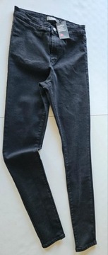 Primark spodnie jeansowe czarne super skinny 40