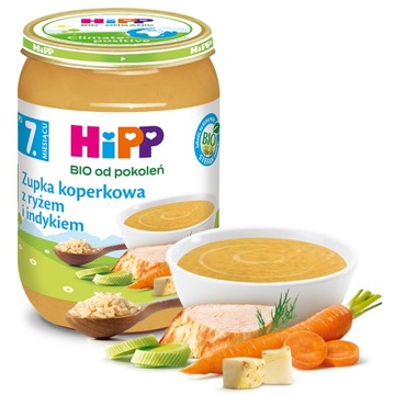 HiPP Zupka koperkowa z ryżem i indykiem BIO, 190g