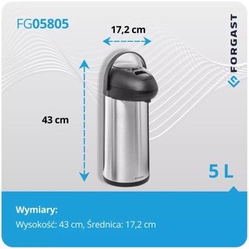 TERMOS STOŁOWY CATERINGOWY KONFERENCYJNY Z POMPKĄ 5L FORGAST FG05805