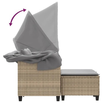 2-местный Садовый диван с балдахином и табуретками, бежевый, ротанг PE