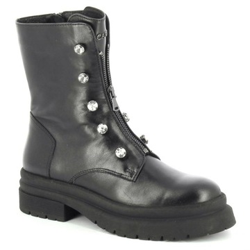 CARINII B8398 BOTKI WORKERY SKÓRA LICO CZARNE 38